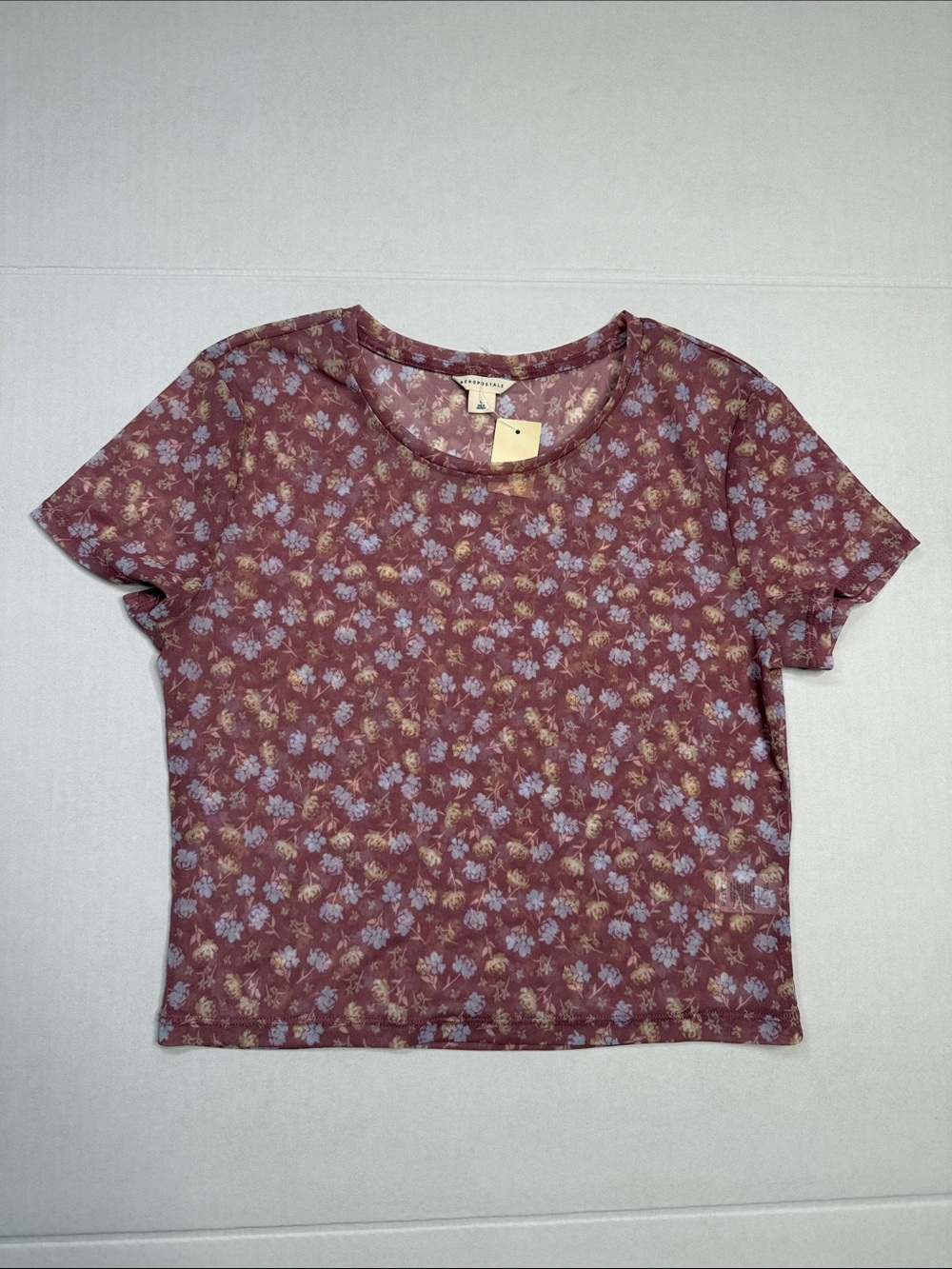 Aeropostale Dusty Rose Floral Short Sleeve Tee
